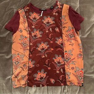 Scotch & Soda Maroon and Rose Gold Short Sleeve Tee